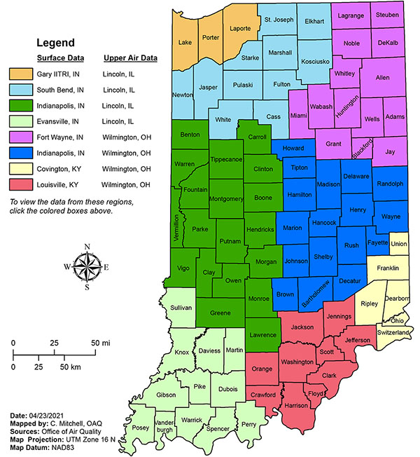 Key for Counties Map