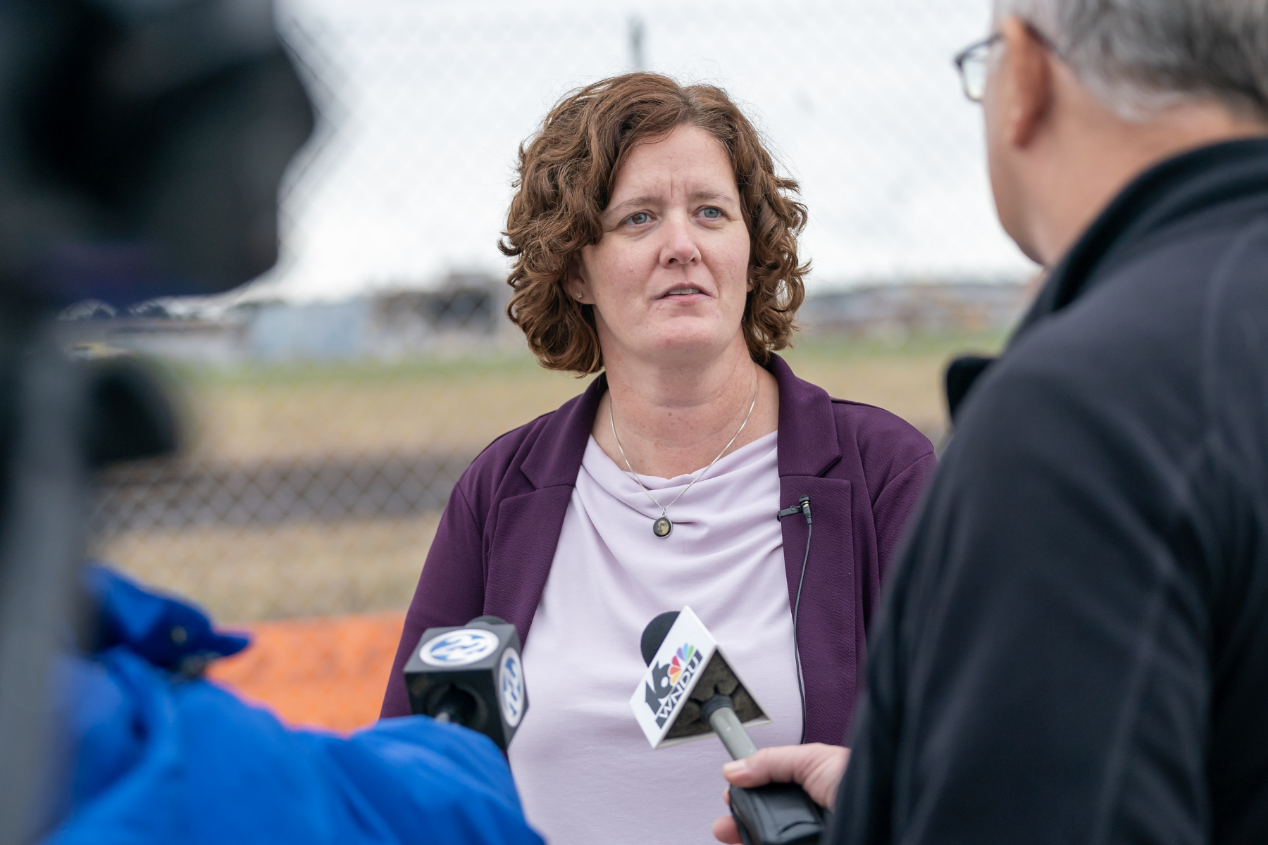 IDOC Commissioner Christina Reagle speaks to members of the media on Thursday, Sep. 28, 2023 following a groundbreaking for the new $1.2 Billion correctional facility under construction in Westville, Indiana. SCOTT ROBERSON | Indiana Department of Correction