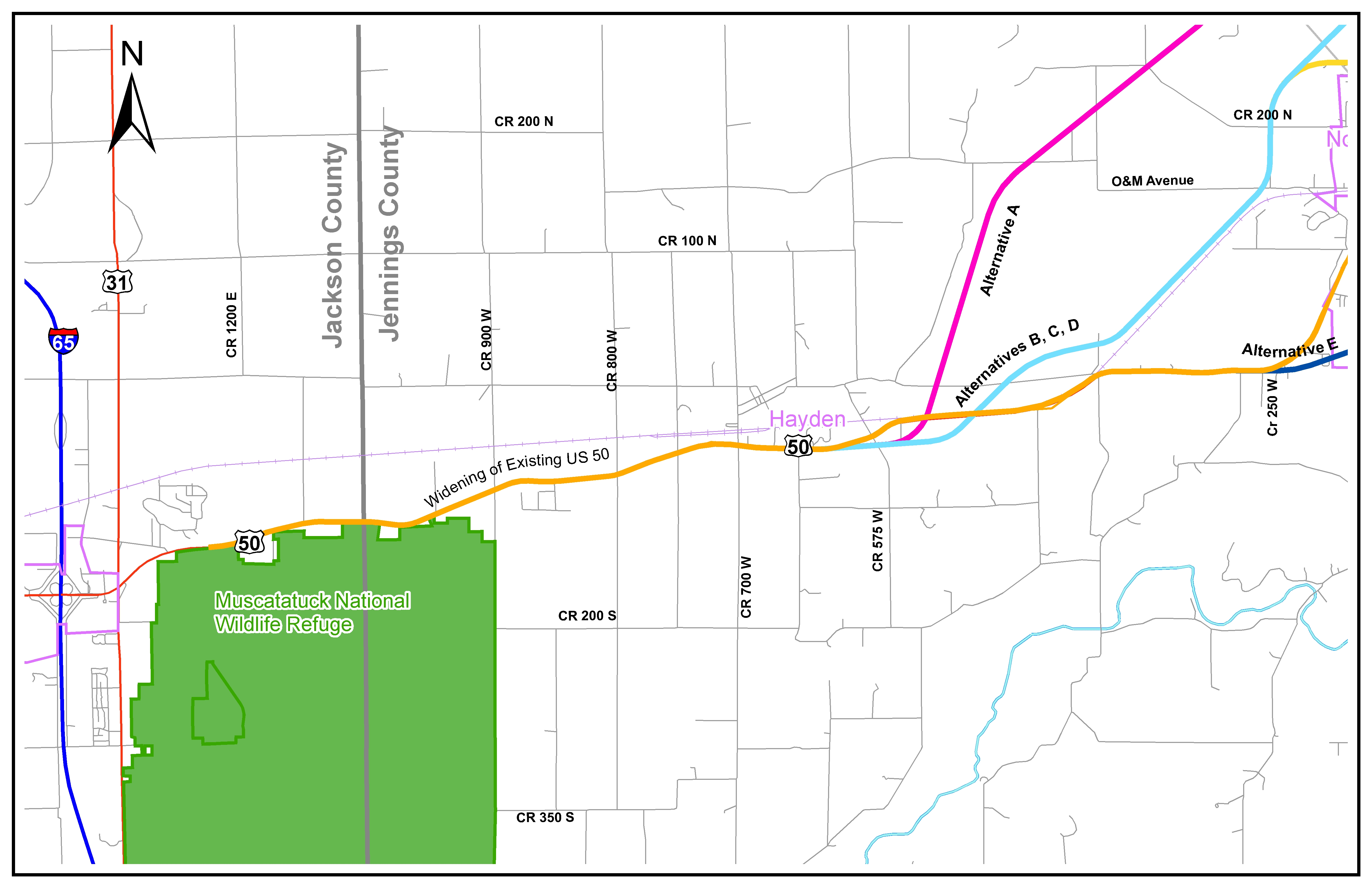 INDOT U.S. 50 North Vernon West Maps