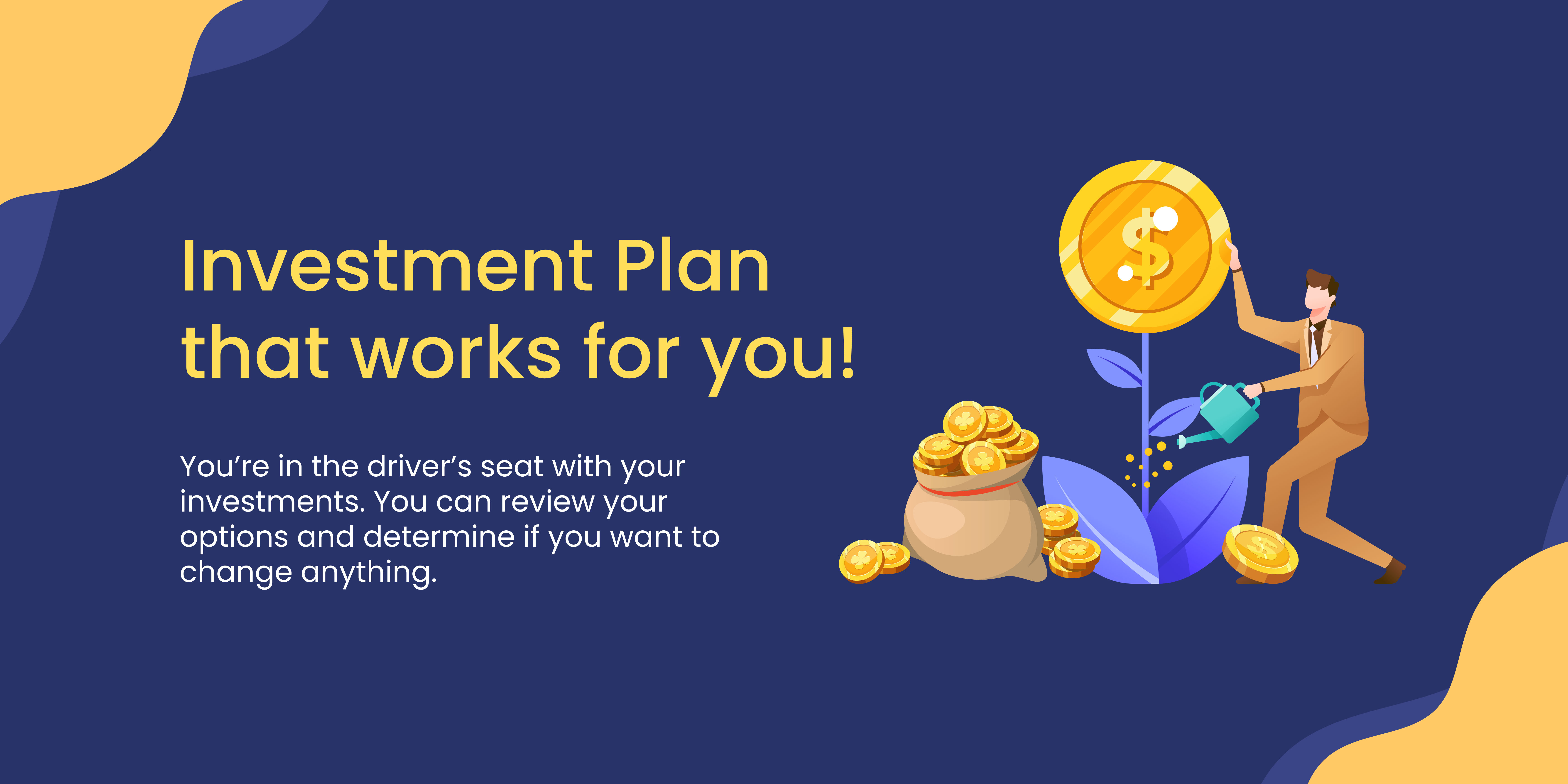 Illustration of a person tending a plant that is growing money.