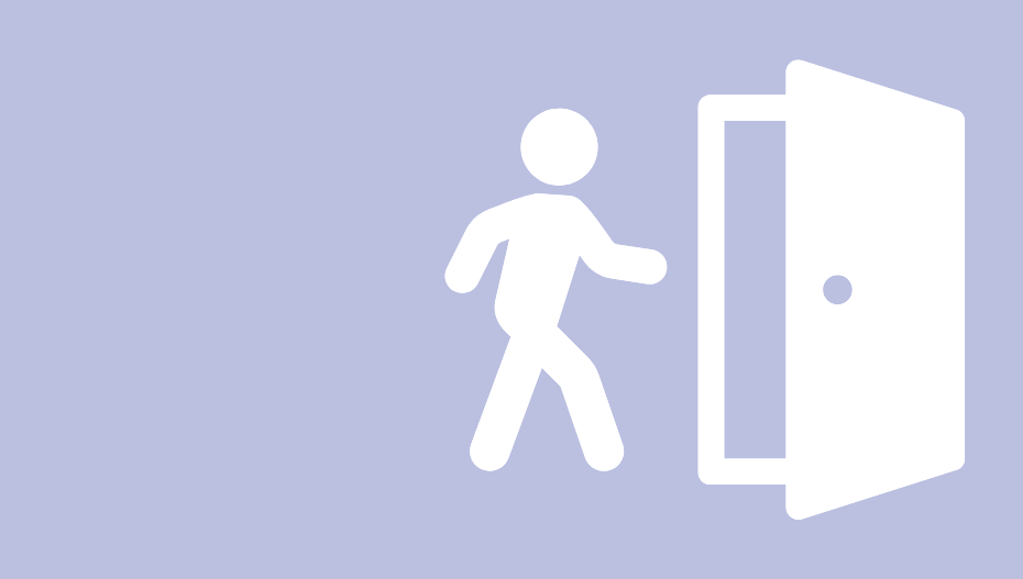 A person exiting through a door