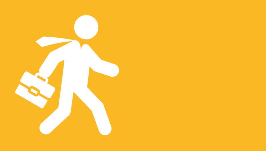 A person heading to work