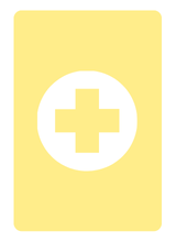 An illustration of a playing card with a medical symbol.