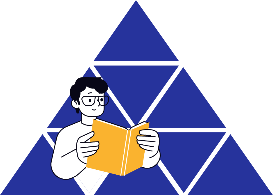 Illustration of a person reading a book