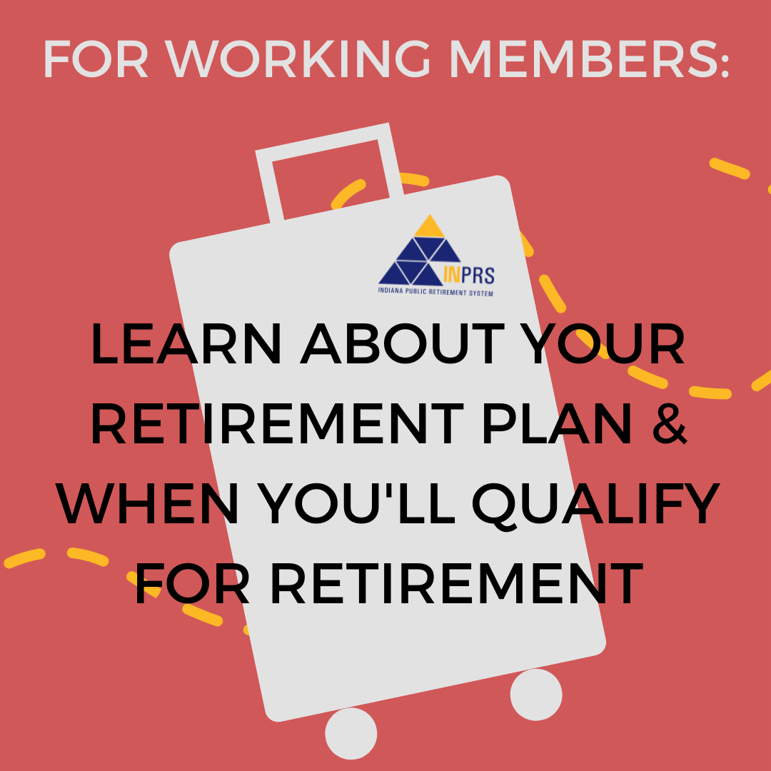 square image with orange background reading learn about your retirement plan and when you'll qualify for retirement