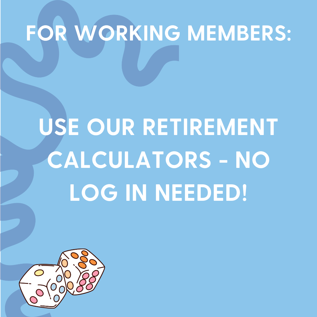 square image with green background reading use our retirement calculators no log in needed