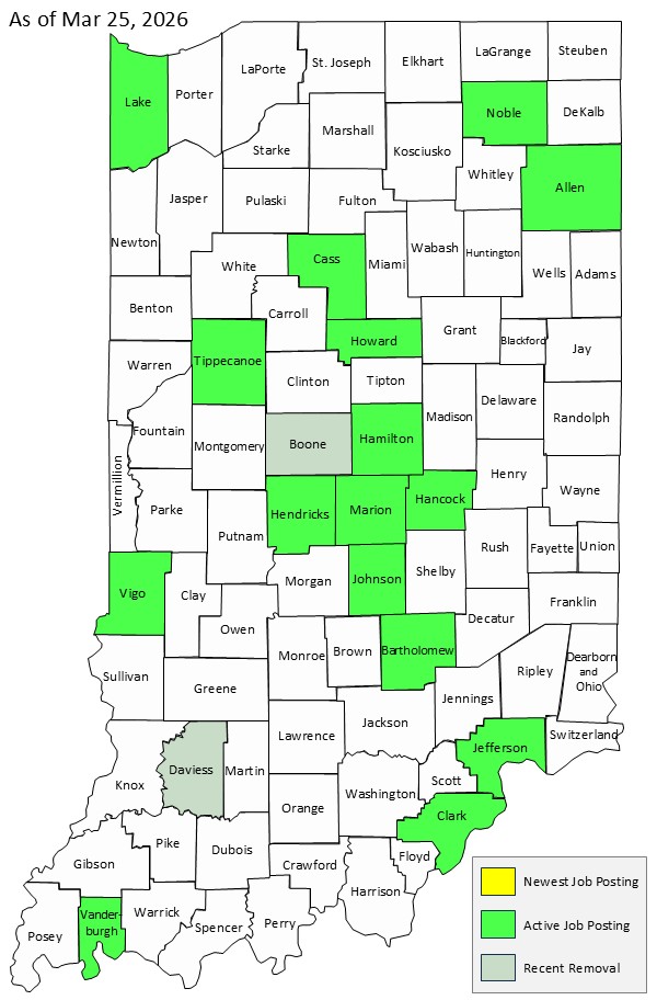 Map of Indiana Counties