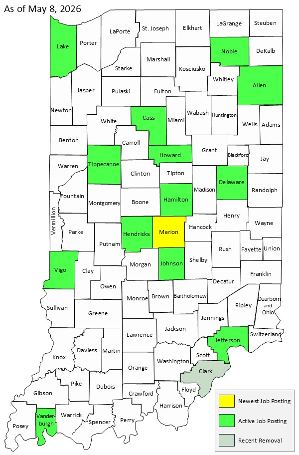 Map of Indiana Counties