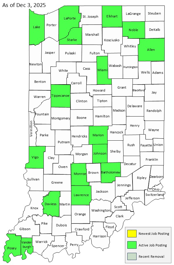 Map of Indiana Counties