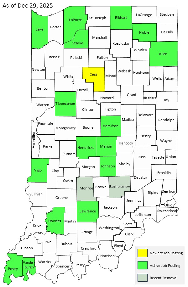Map of Indiana Counties