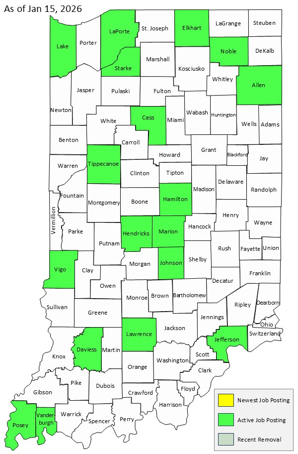 Map of Indiana Counties