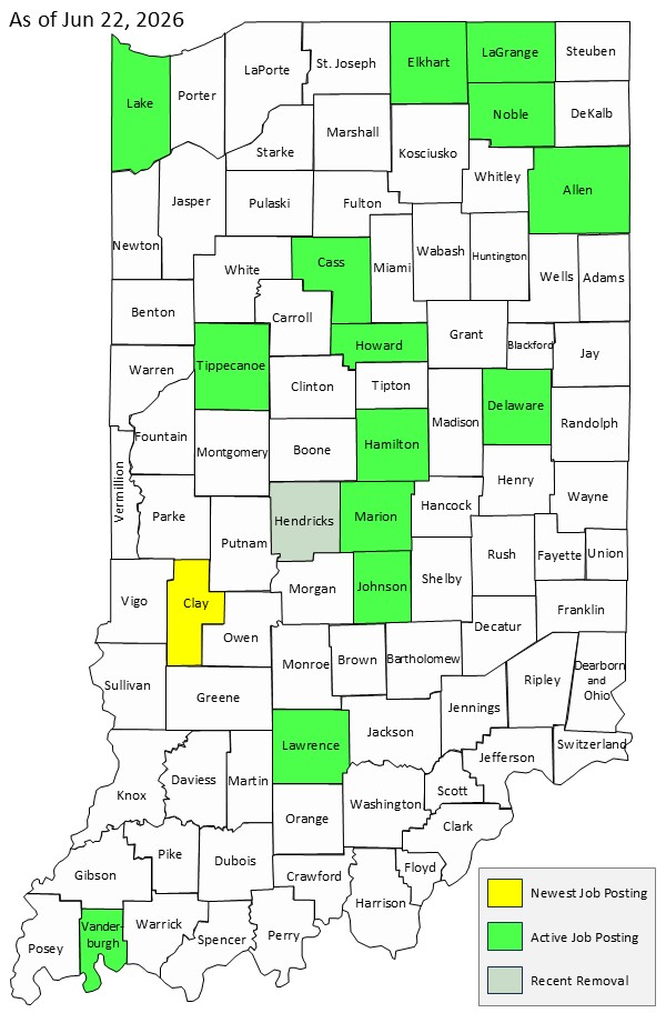Map of Indiana Counties