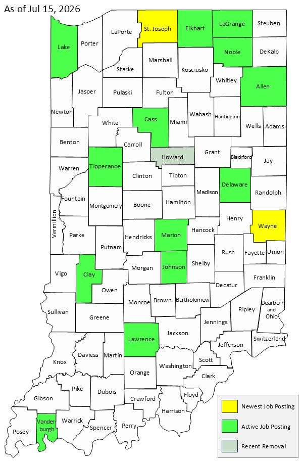 Map of Indiana Counties