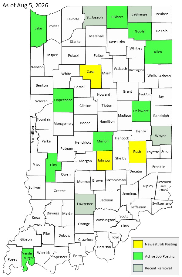 Map of Indiana Counties