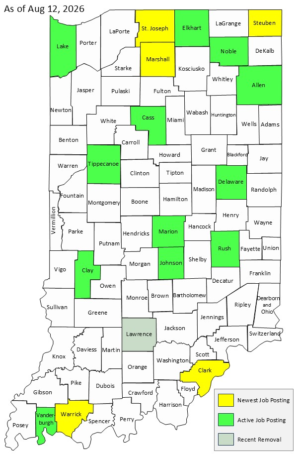 Map of Indiana Counties