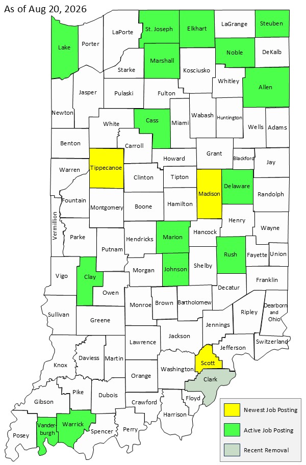 Map of Indiana Counties