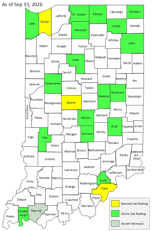 Map of Indiana Counties
