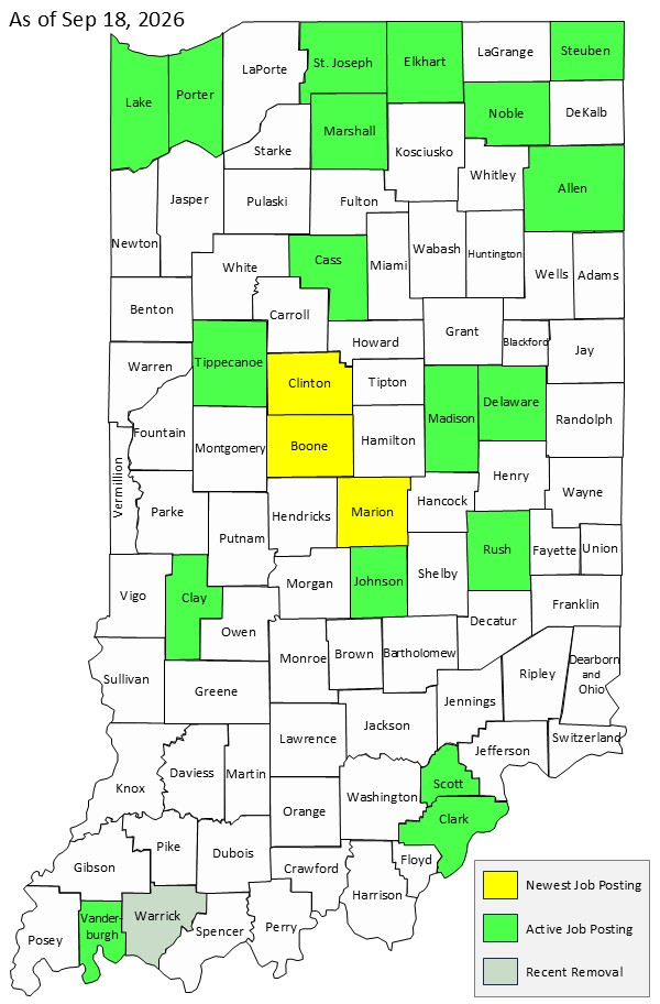 Map of Indiana Counties