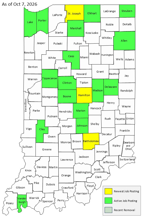 Map of Indiana Counties