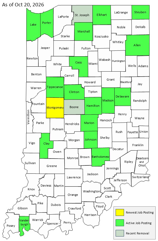 Map of Indiana Counties