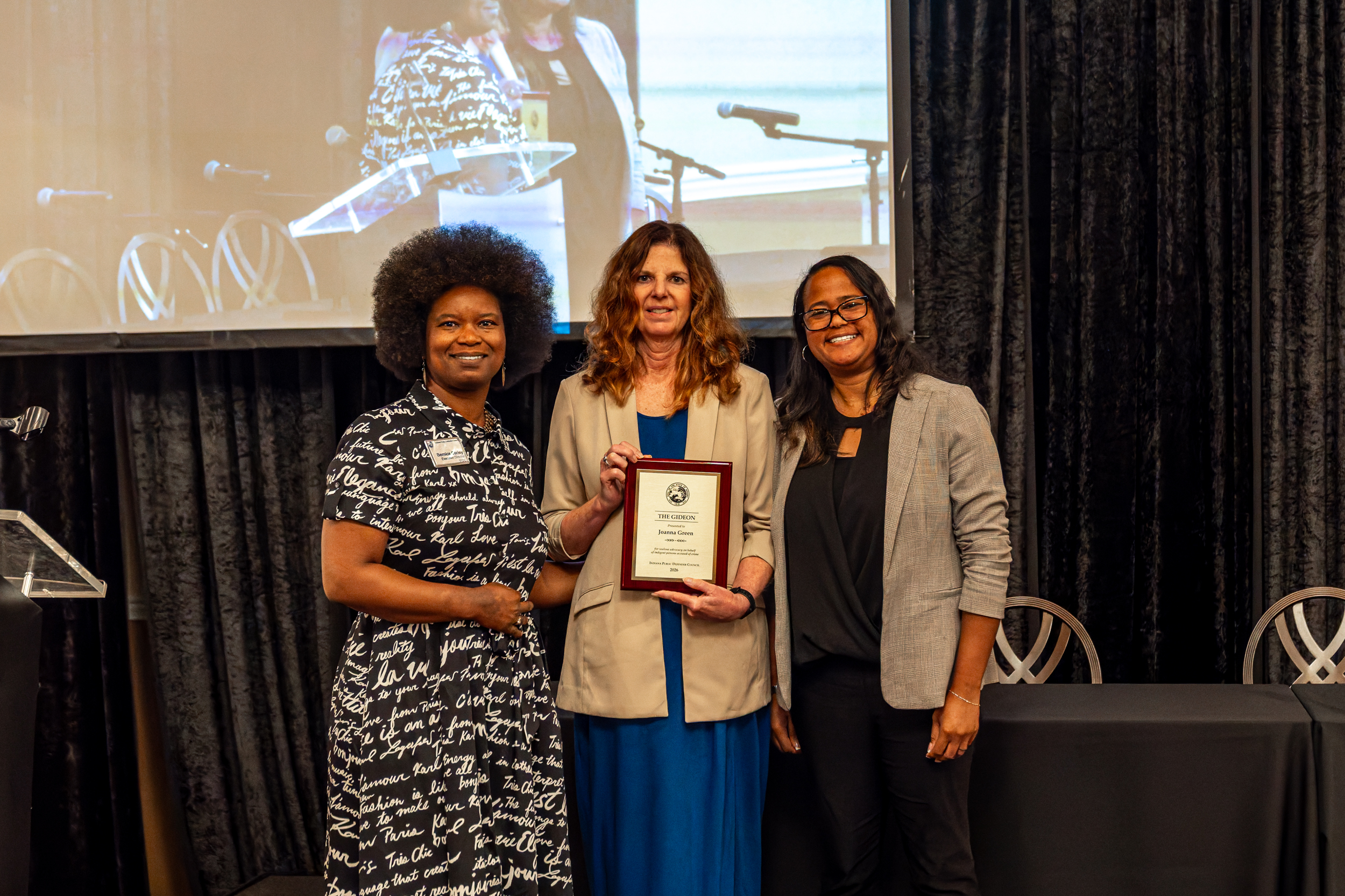 Joanna Green receiving the Gideon Award