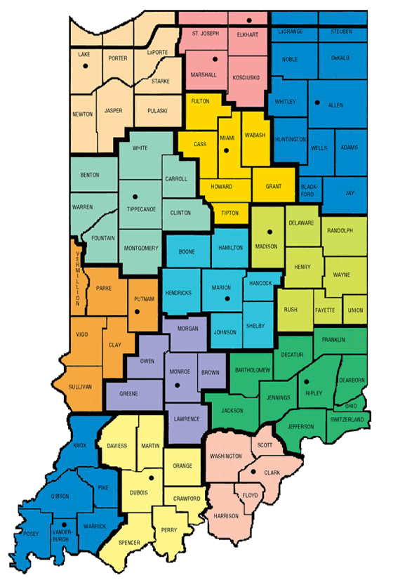 Indiana State Police District Map