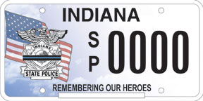 Indiana State Police Glossy Silver .045" Metal Flat Car License Plate 