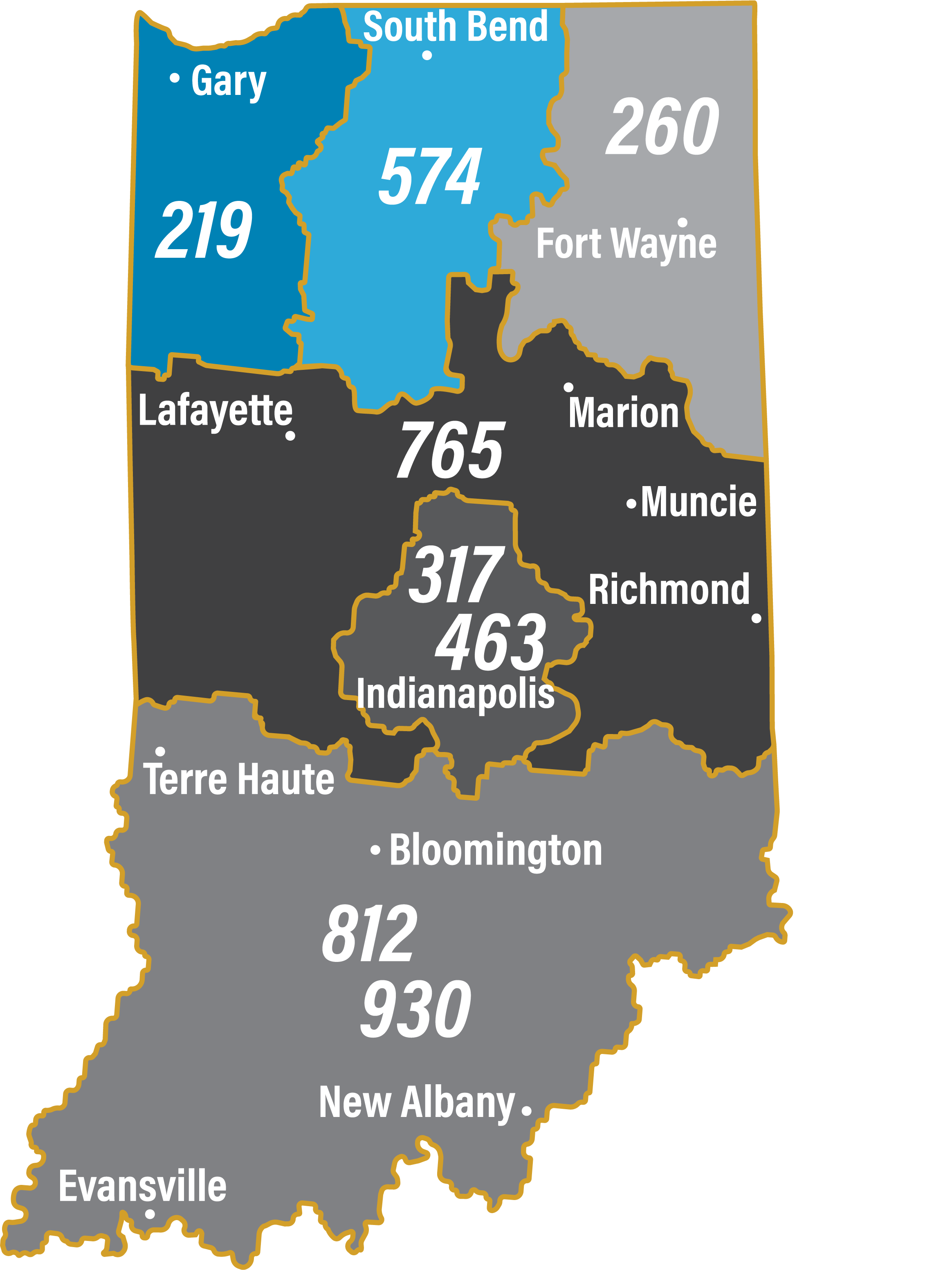 Area codes map