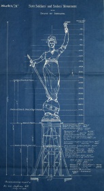 George T. Brewster's blueprint of the Victory sculpture. Courtesy Indiana State Archives.