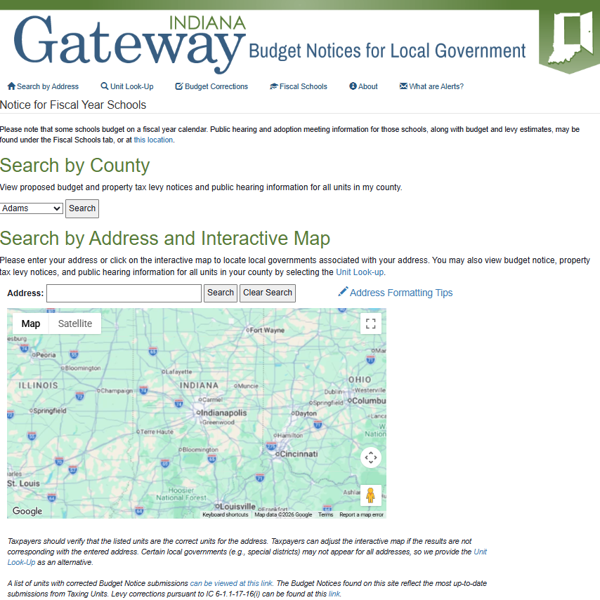 Indiana Gateway Budget Notices