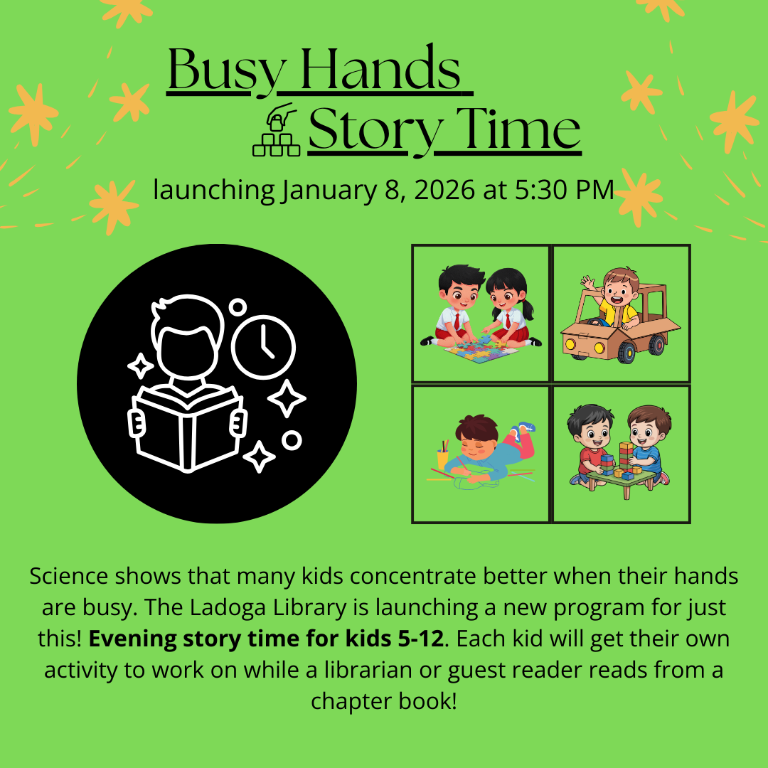 Busy Hands February 12 from 5:30-6:00 for ages 5-12