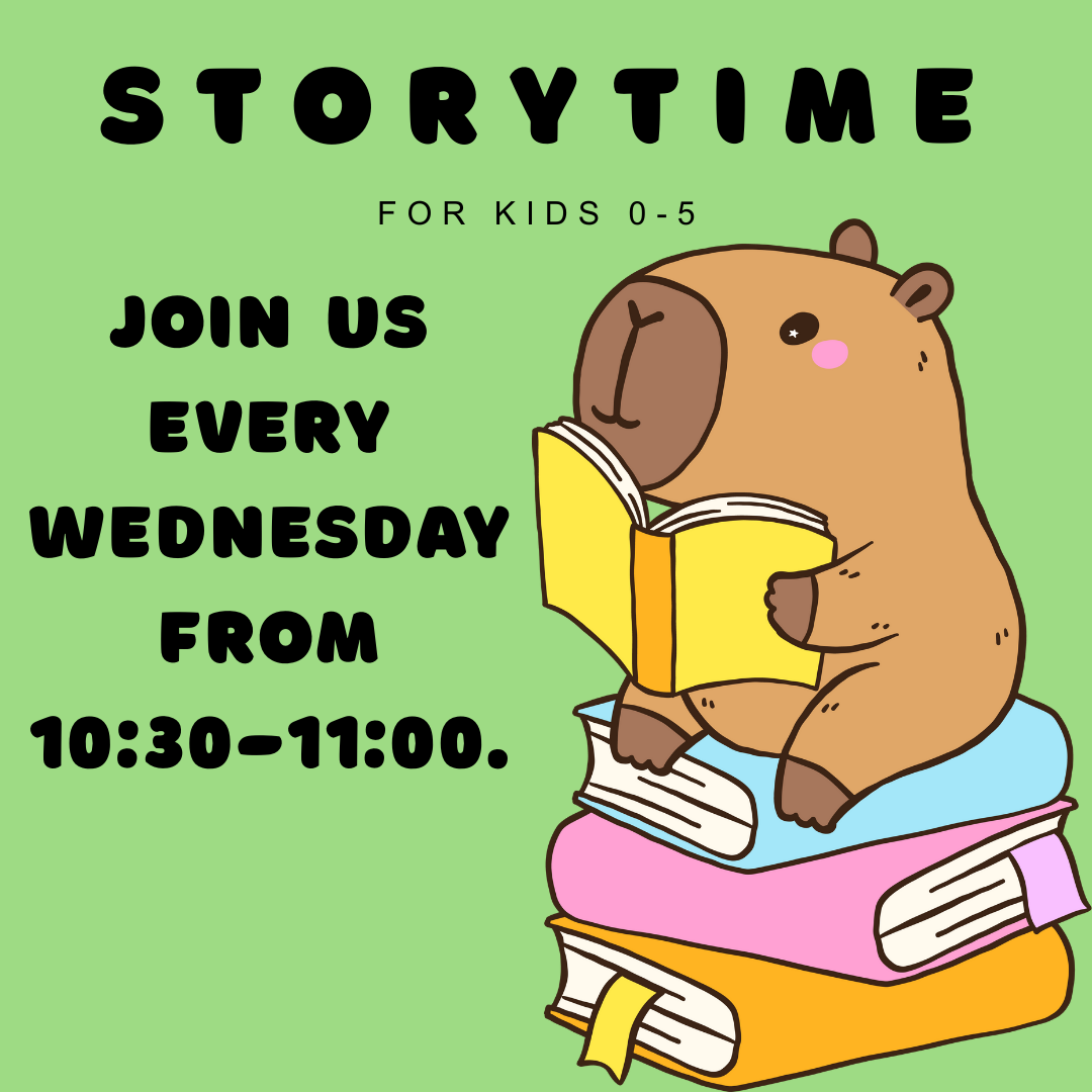 Storytime for kids, every wednesday at 10:30am