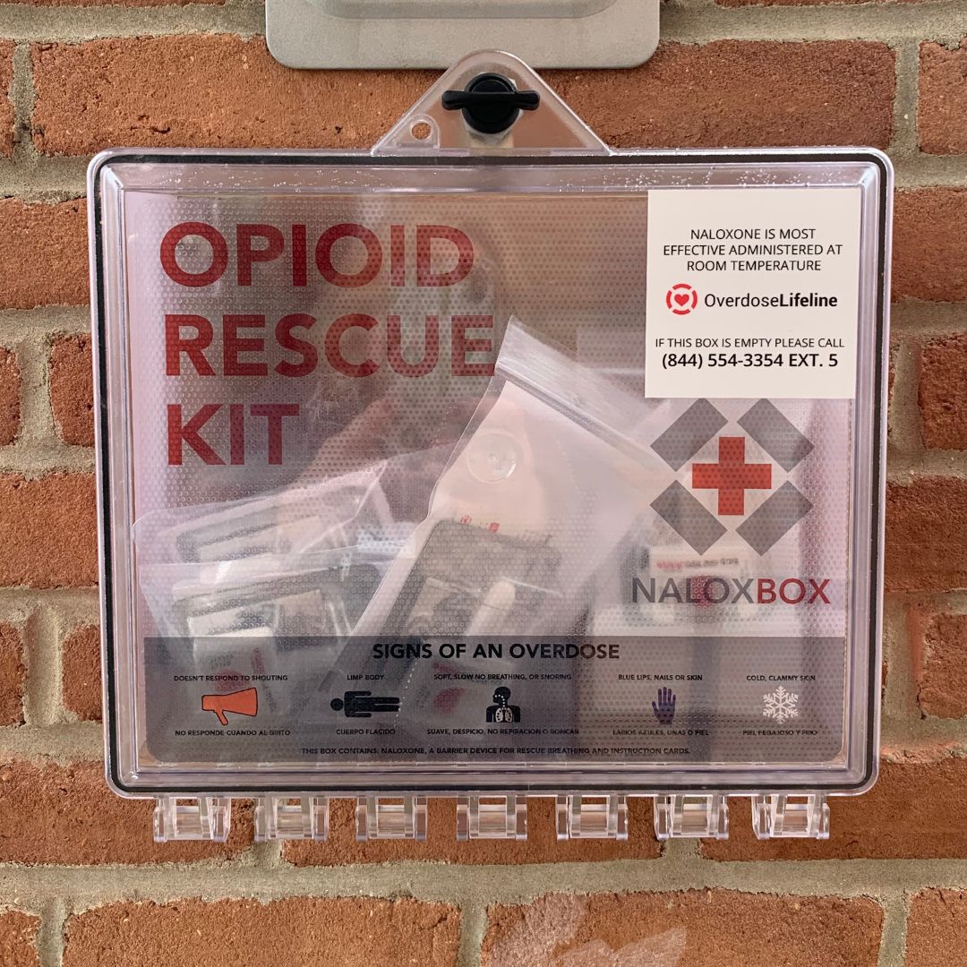 opioid rescue box outside Marshall County Health Department building