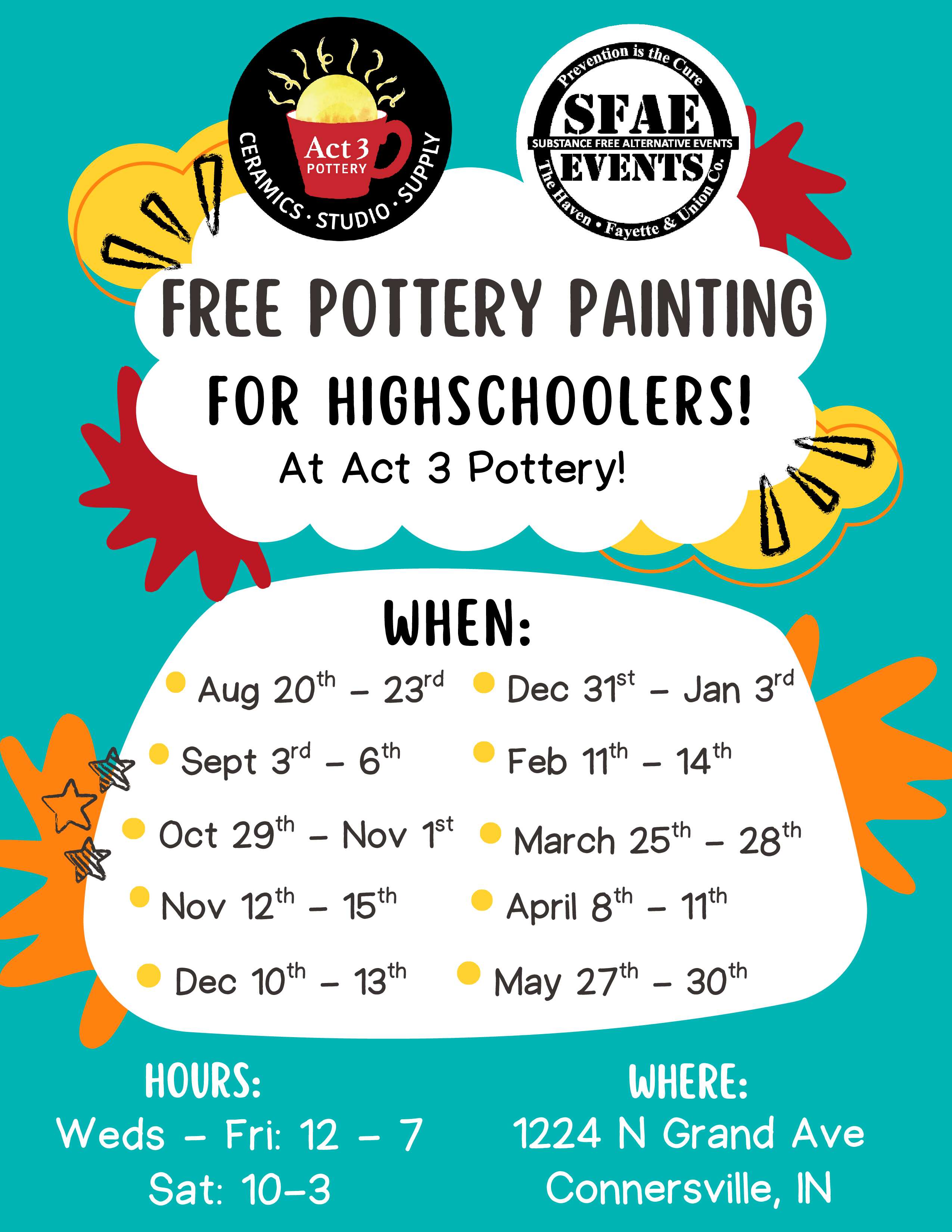 Free Act 3 Pottery Classes