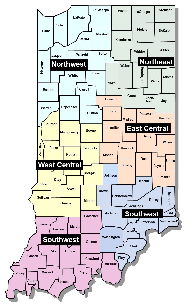 Indiana OCRA regions map