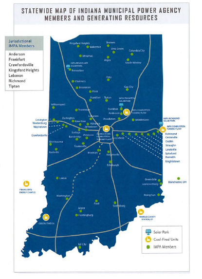 Statewide Map of Indiana Municipal Power Agency Members and Generating Resources