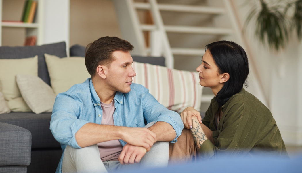 Couple having an intentional conversation