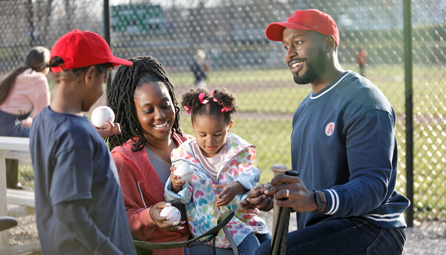 Family after little league baseball game