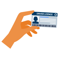 Icon of a hand holding a drivers license