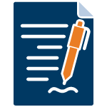 Icon showing a document being signed