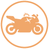 Icon showing a motorcycle with a scratch