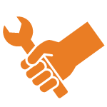 Hand holding a wrench icon