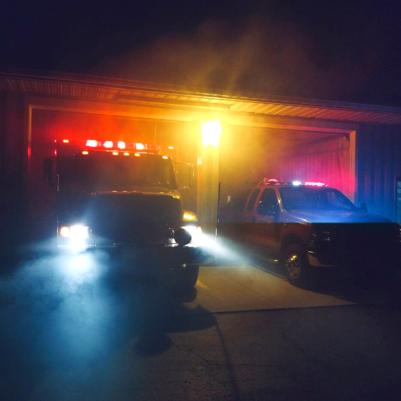 Fire House with Trucks with Lights