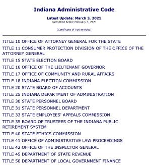 Indiana Administrative Code