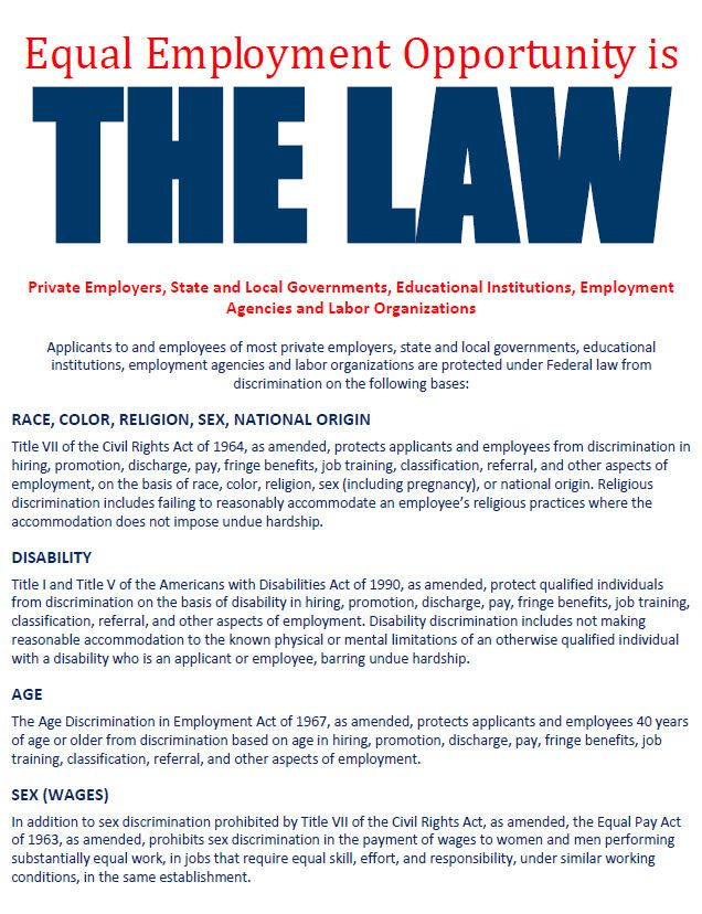Equal Employment Opportunity is the law