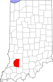 Indiana Map with Daviess County Highlighted