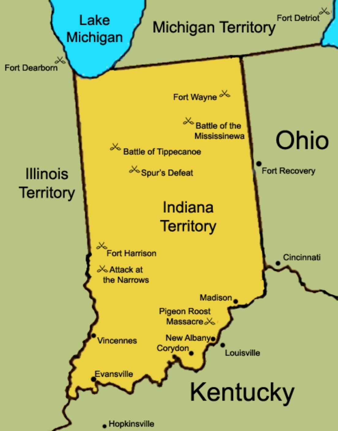 A map of indiana state with blue and yellow spotsDescription automatically generated